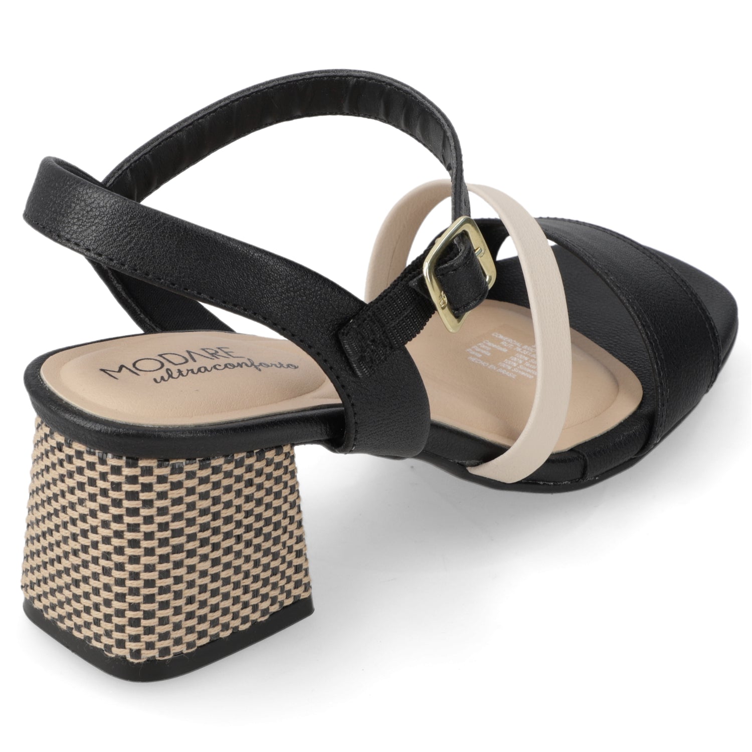 Sandalia Taco Ancho Medio Negro Modare Ecocuero 35 / Negro