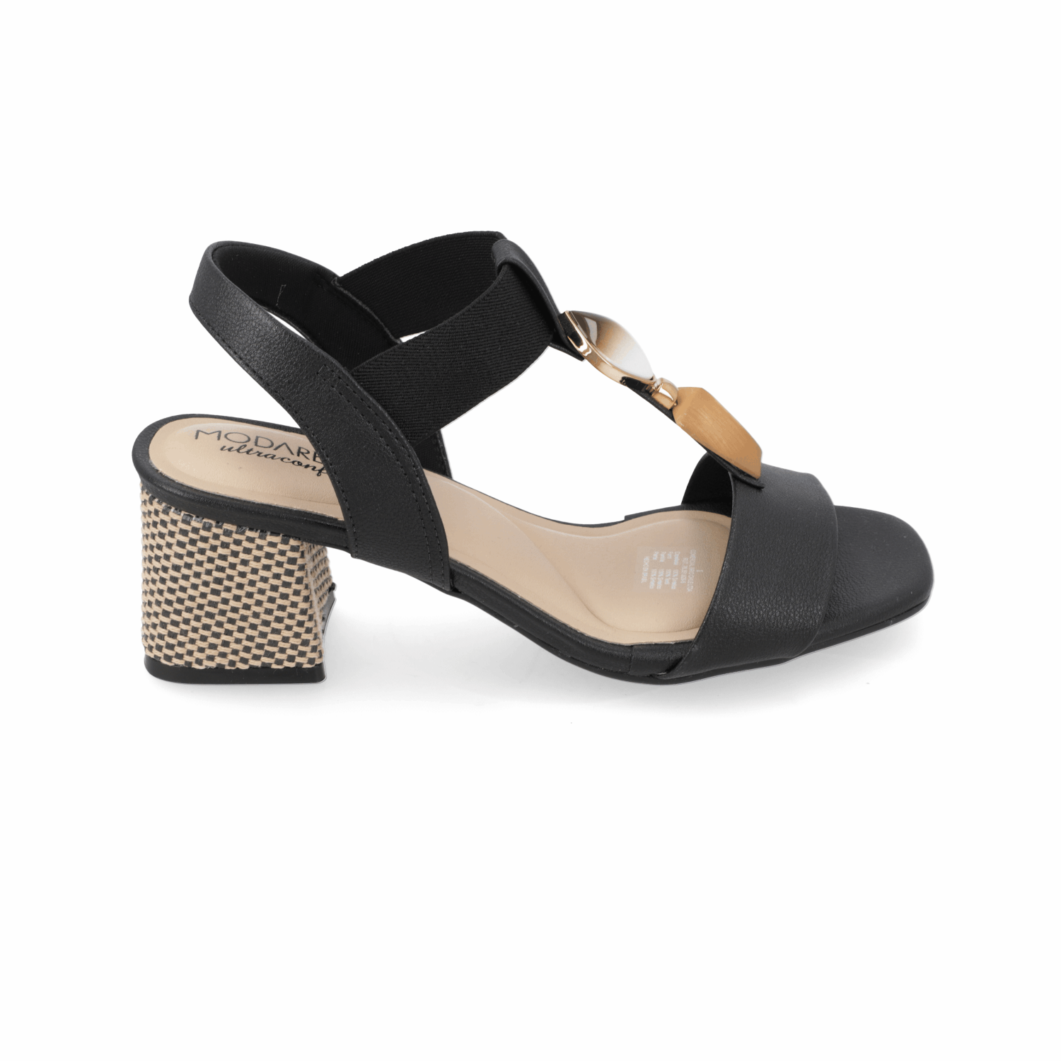 Sandalia Taco Ancho Medio Negro Modare Ecocuero 35 / Negro