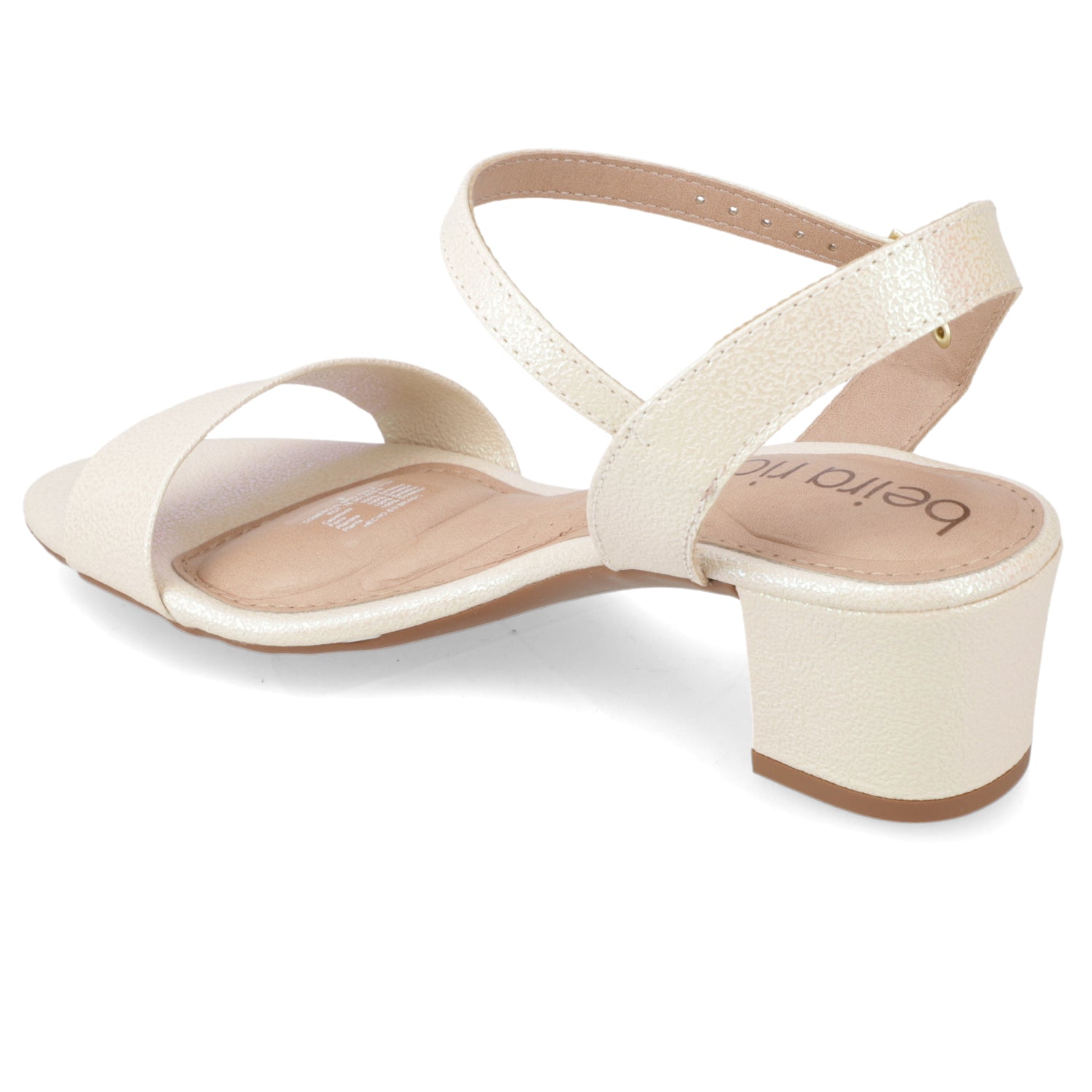 Sandalia Taco Ancho Medio Crema Beira Rio Textil Glitter 35 / Crema