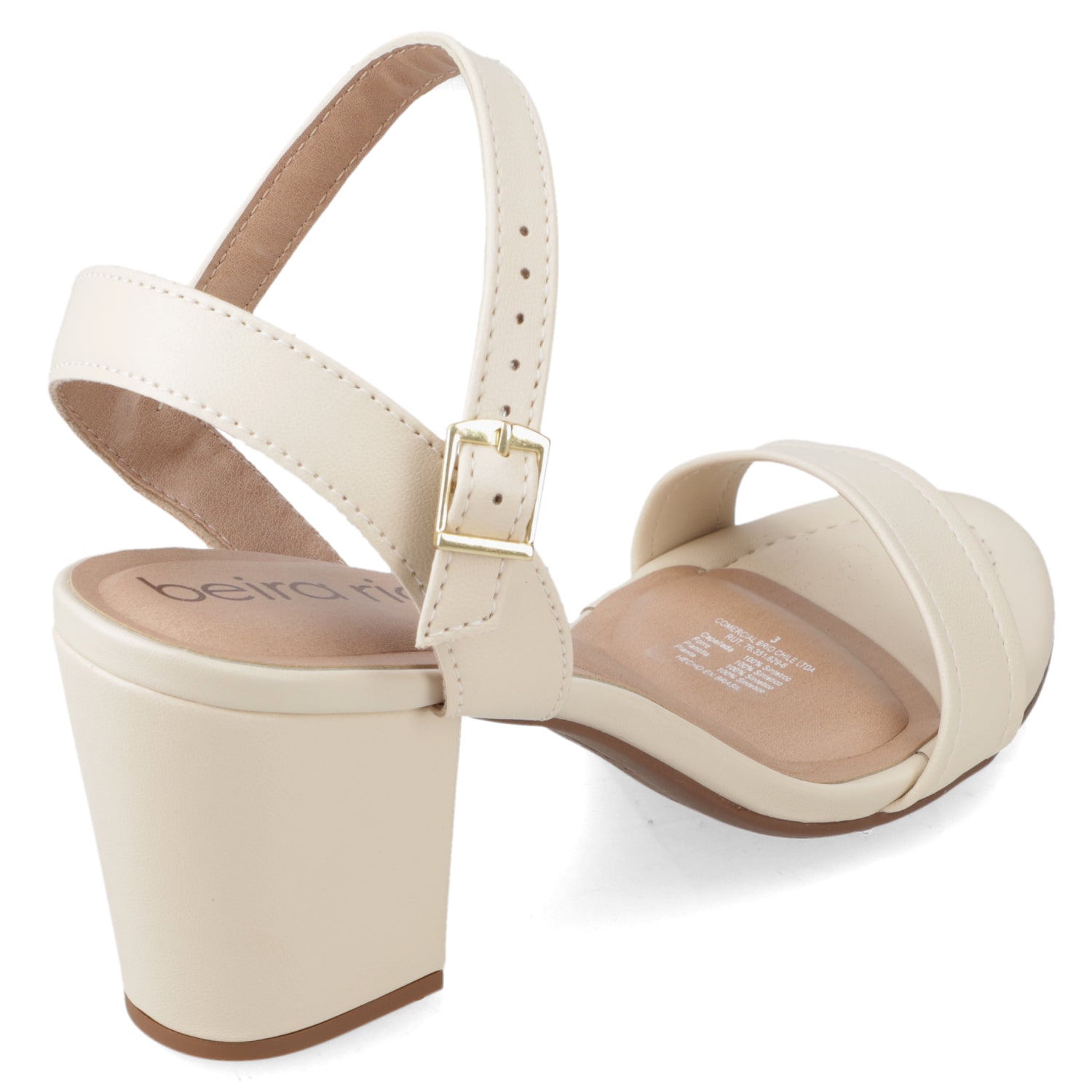 Sandalia Taco Ancho Medio Crema Beira Rio Ecocuero 34 / Crema