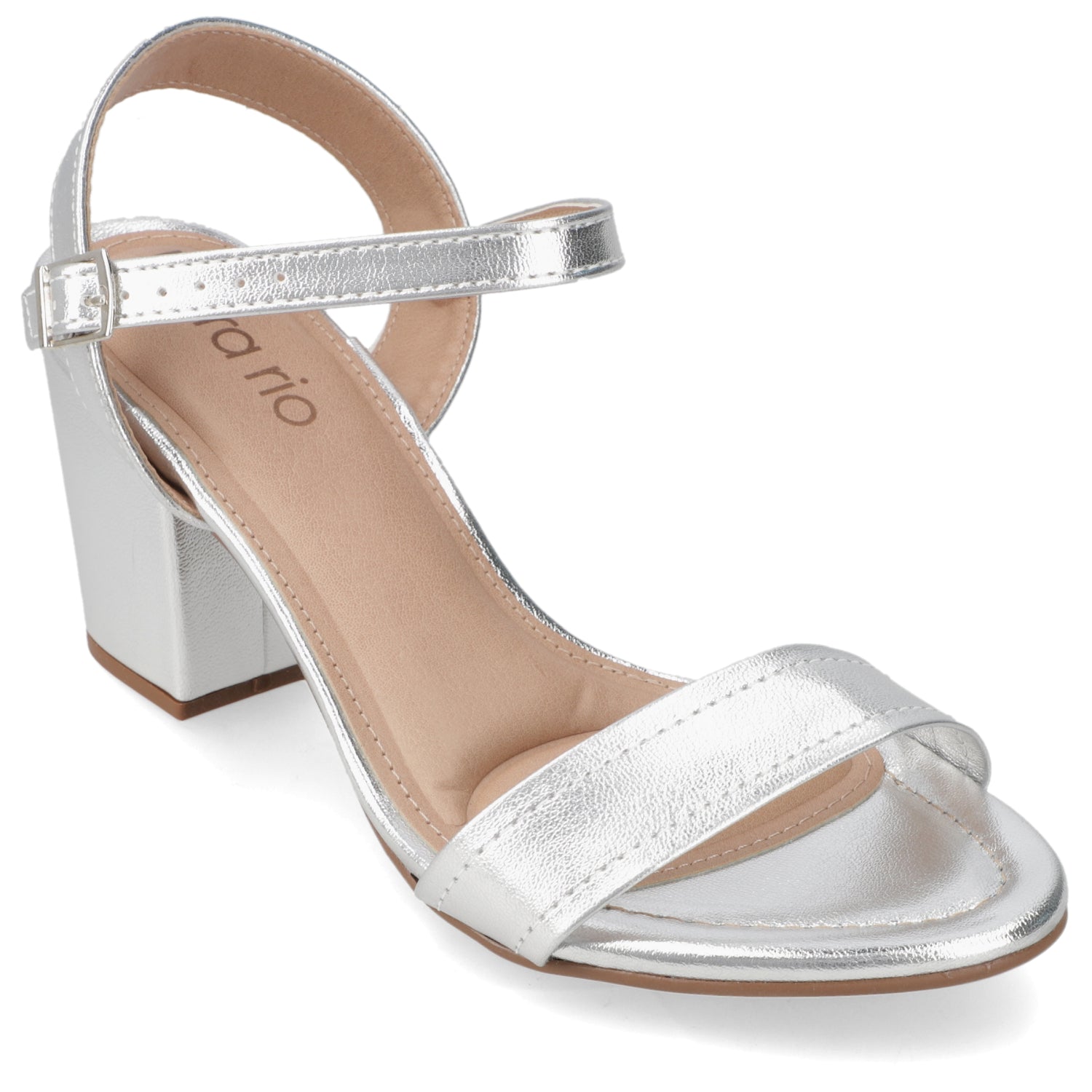 Sandalia Taco Ancho Medio Plateado Beira Rio Ecocuero Metalizado 34 / Plateado