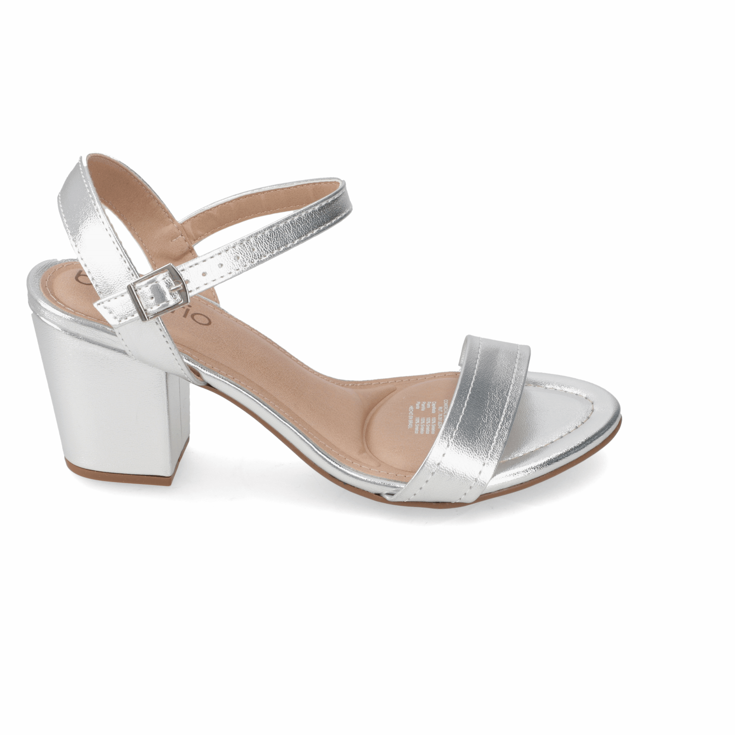 Sandalia Taco Ancho Medio Plateado Beira Rio Ecocuero Metalizado 34 / Plateado