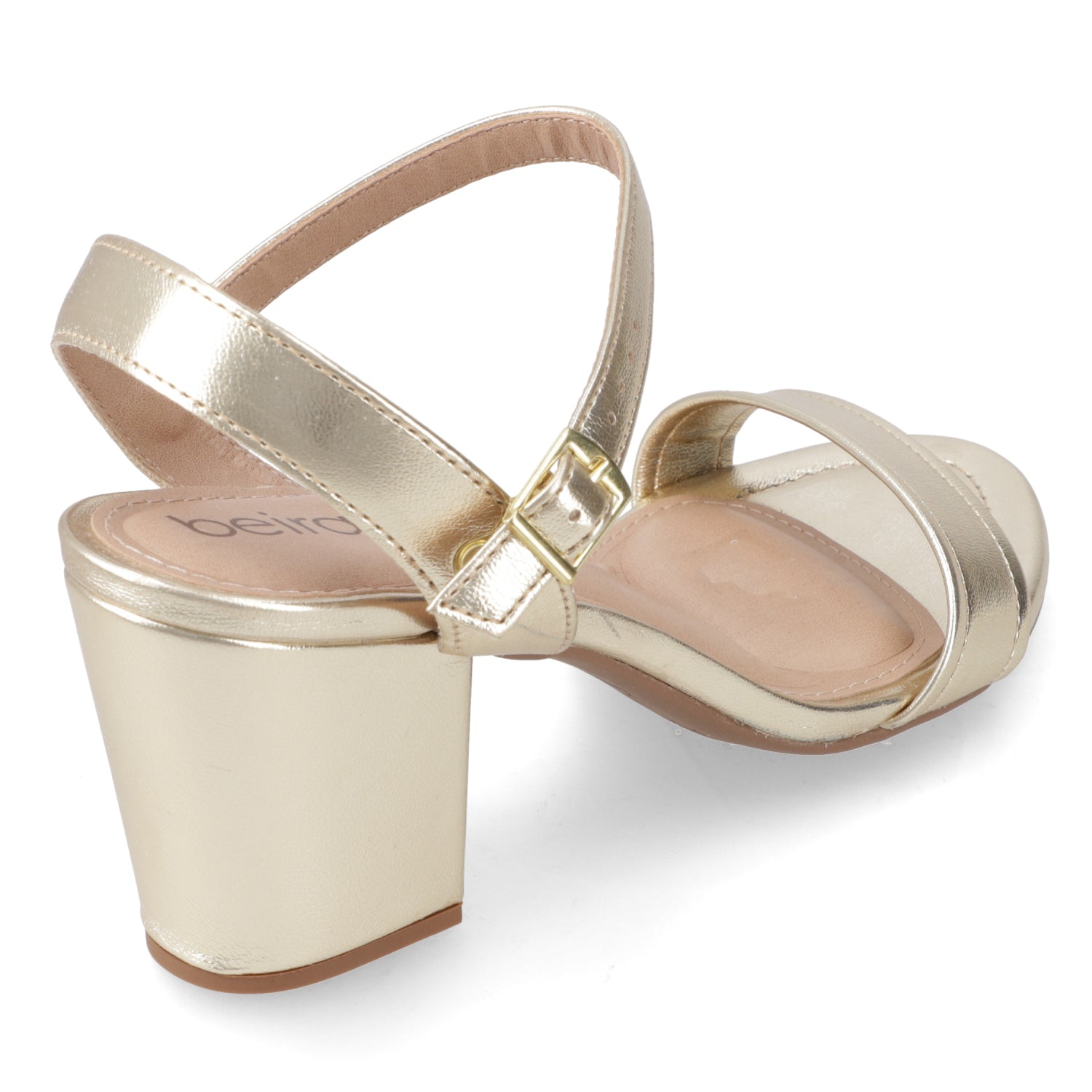 Sandalia Taco Ancho Medio Dorado Beira Rio Ecocuero Metalizado 34 / Dorado