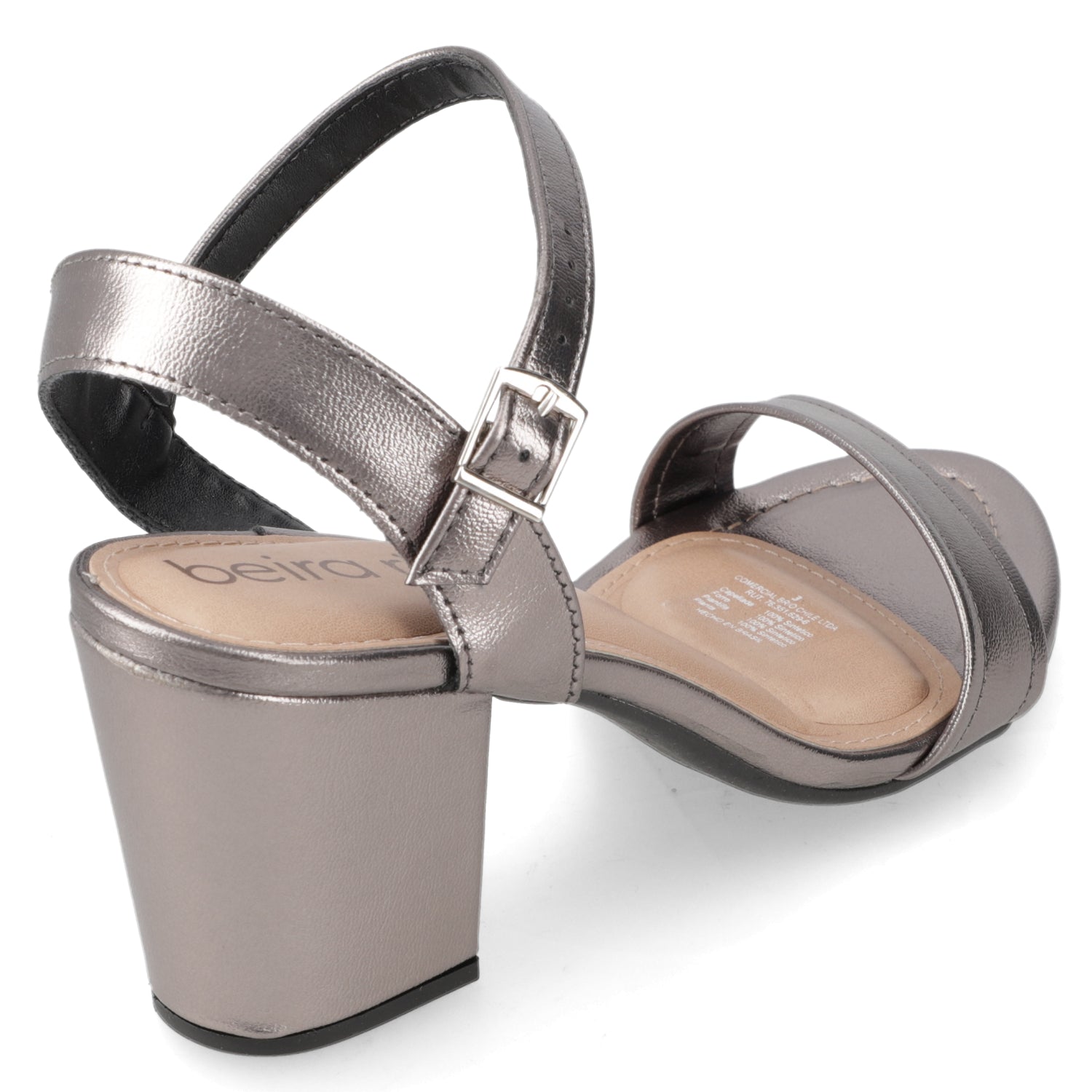 Sandalia Taco Ancho Medio Grafito Beira Rio Ecocuero Metalizado 34 / Grafito