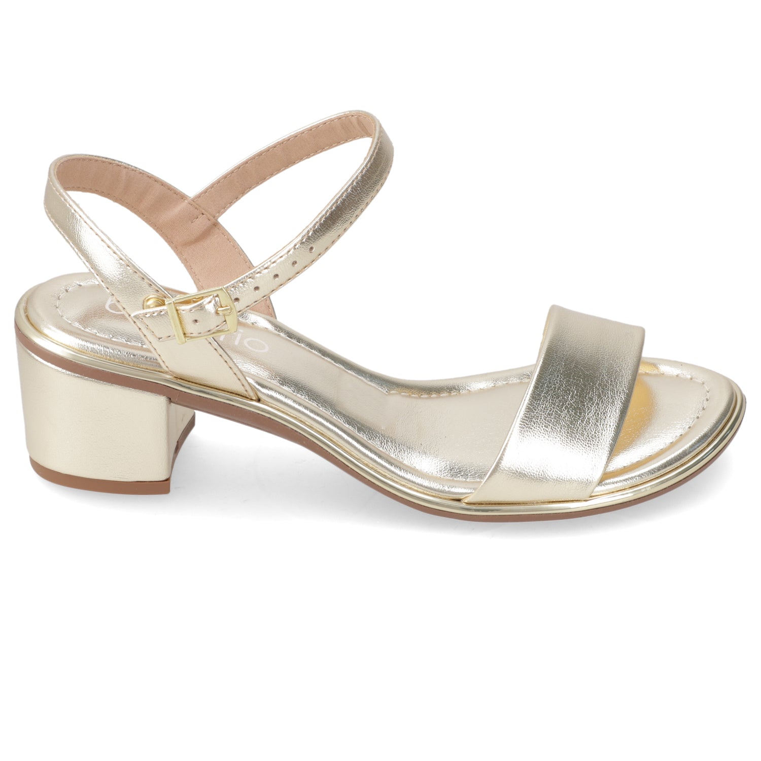 Sandalia Taco Ancho Medio Dorado Beira Rio Ecocuero Metalizado 35 / Dorado