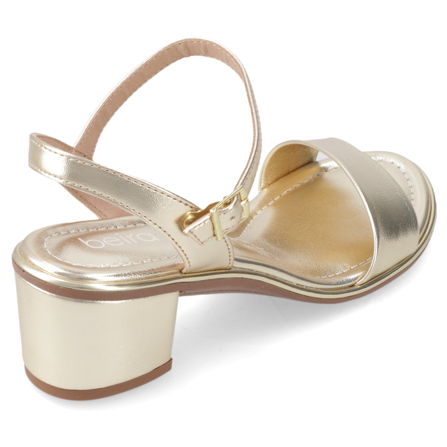 Sandalia Taco Ancho Medio Dorado Beira Rio Ecocuero Metalizado 35 / Dorado