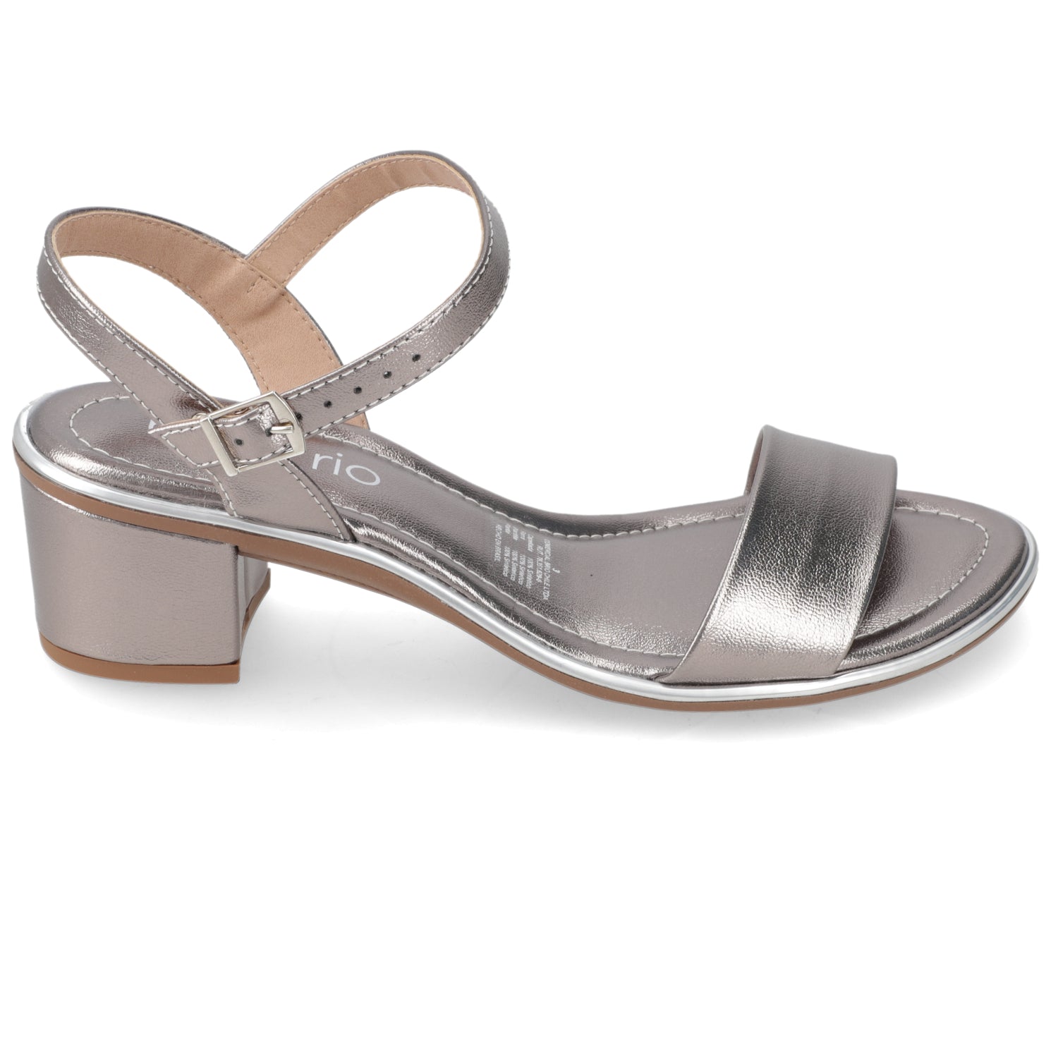 Sandalia Taco Ancho Medio Grafito Beira Rio Ecocuero Metalizado 35 / Grafito