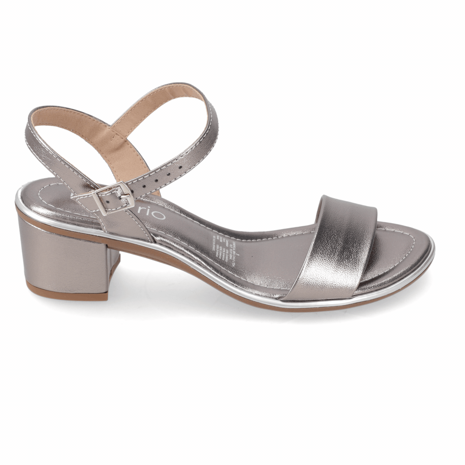 Sandalia Taco Ancho Medio Grafito Beira Rio Ecocuero Metalizado 35 / Grafito