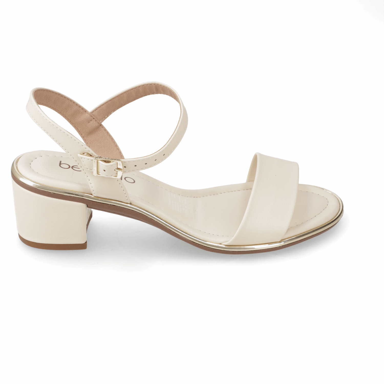 Sandalia Taco Ancho Eco Cuero Crema 35