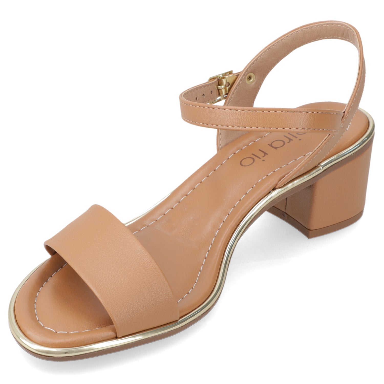 Sandalia Taco Ancho Medio Camel Beira Rio Ecocuero 35 / Camel