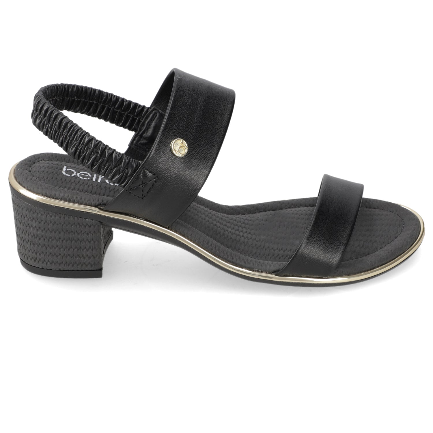 Sandalia Taco Ancho Medio Negro Beira Rio Ecocuero 35 / Negro