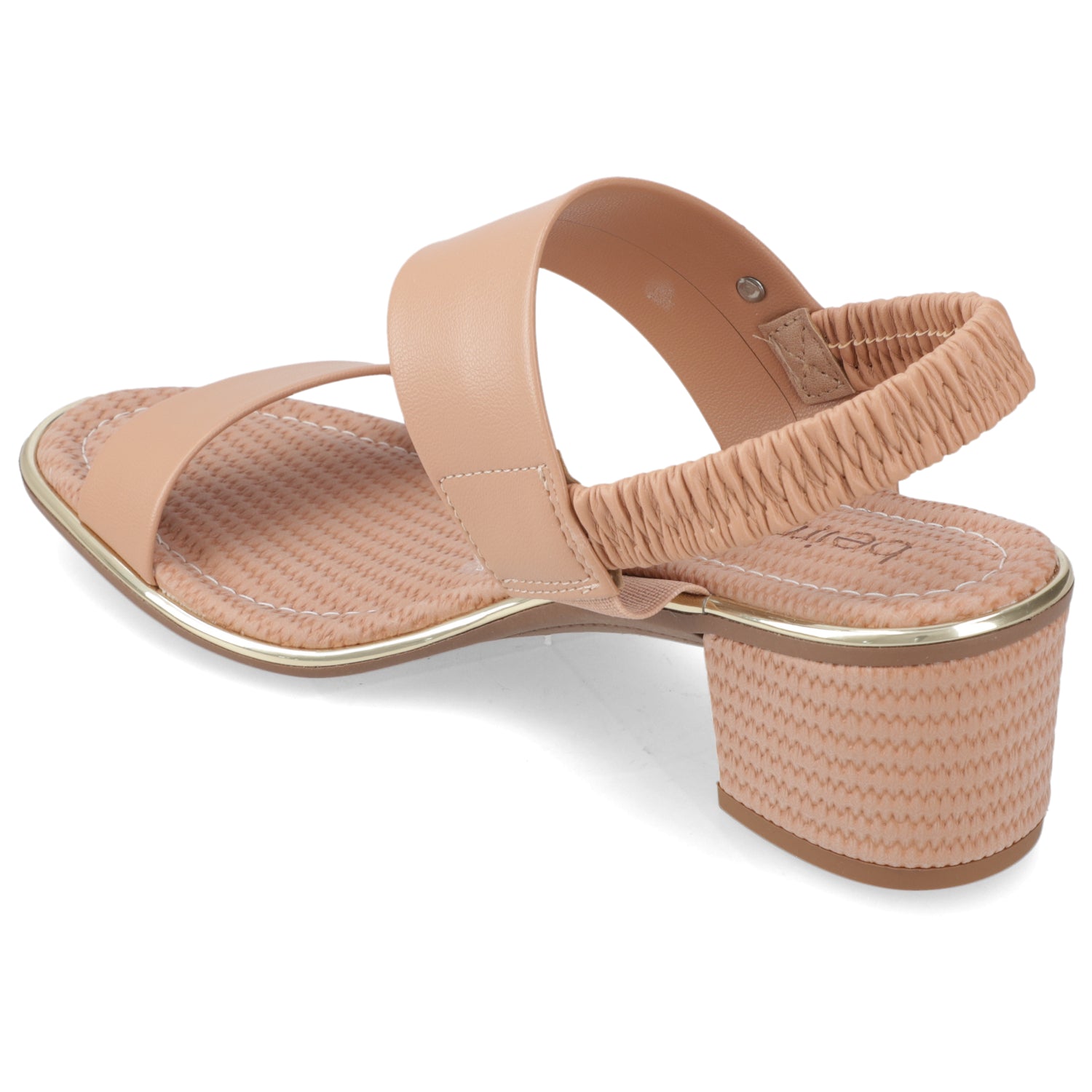 Sandalia Taco Ancho Medio Nude Beira Rio Ecocuero 35 / Nude