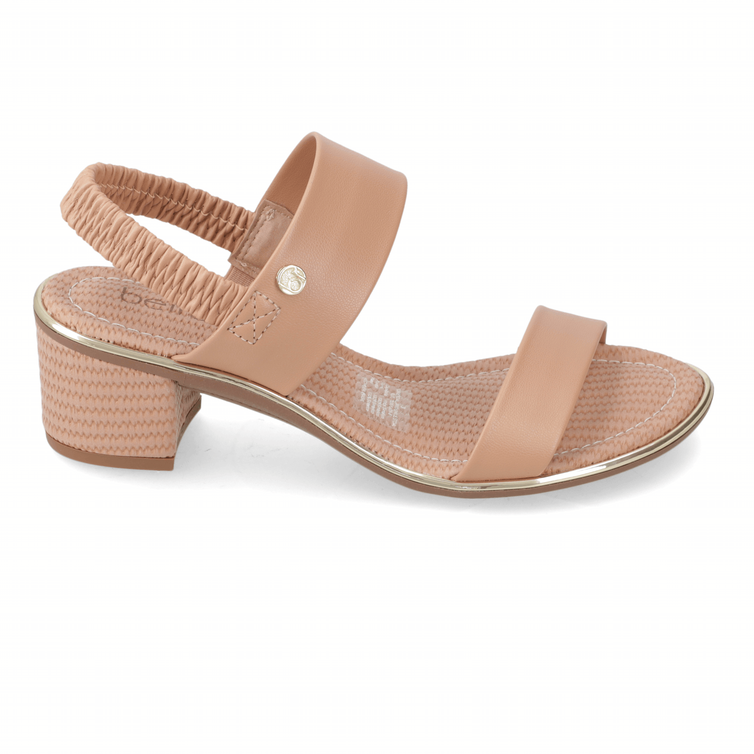 Sandalia Taco Ancho Medio Nude Beira Rio Ecocuero 35 / Nude