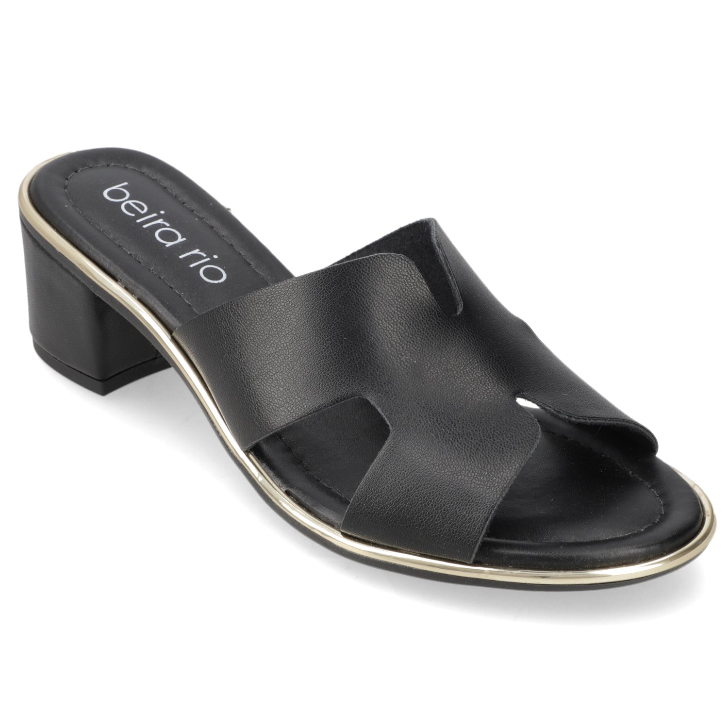 Sandalia Taco Ancho Medio Negro Beira Rio Ecocuero 35 / Negro