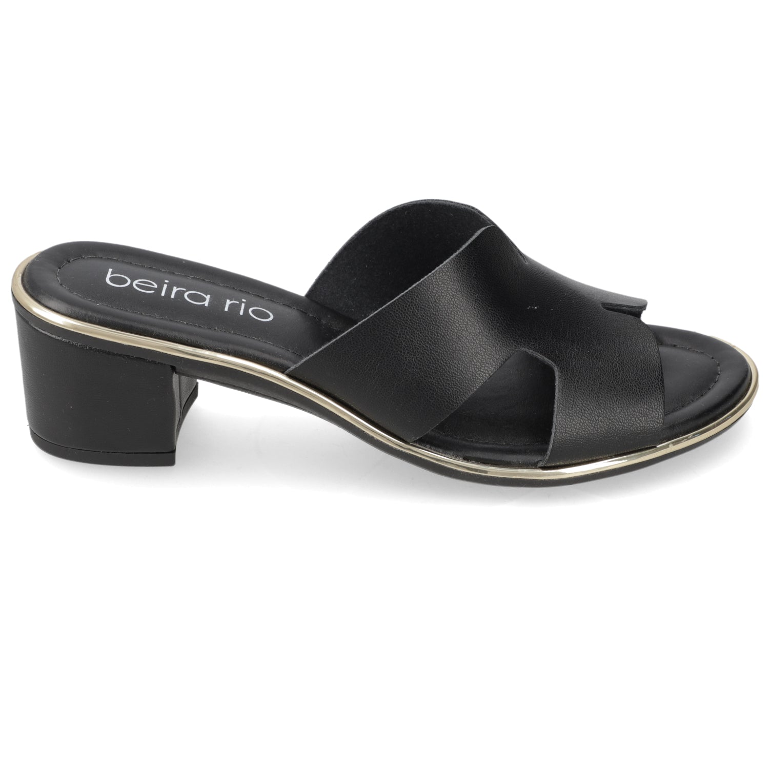 Sandalia Taco Ancho Medio Negro Beira Rio Ecocuero 35 / Negro