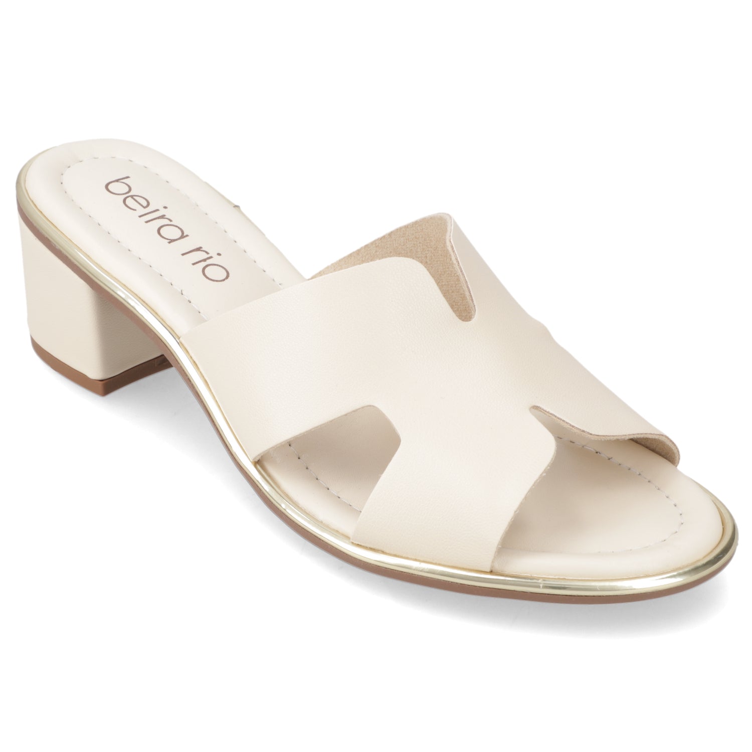 Sandalia Taco Ancho Medio Crema Beira Rio Ecocuero 35 / Crema