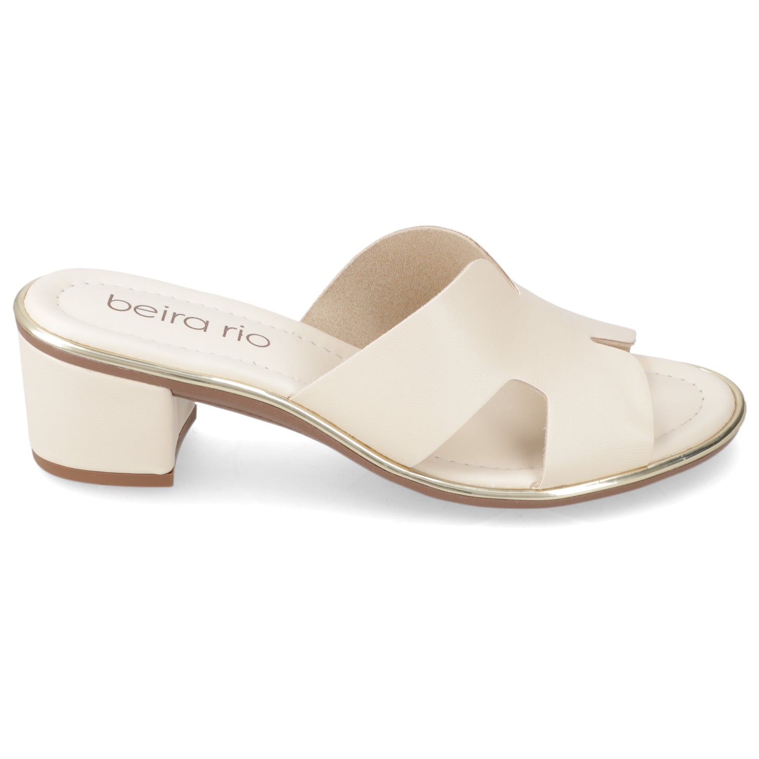 Sandalia Taco Ancho Medio Crema Beira Rio Ecocuero 35 / Crema