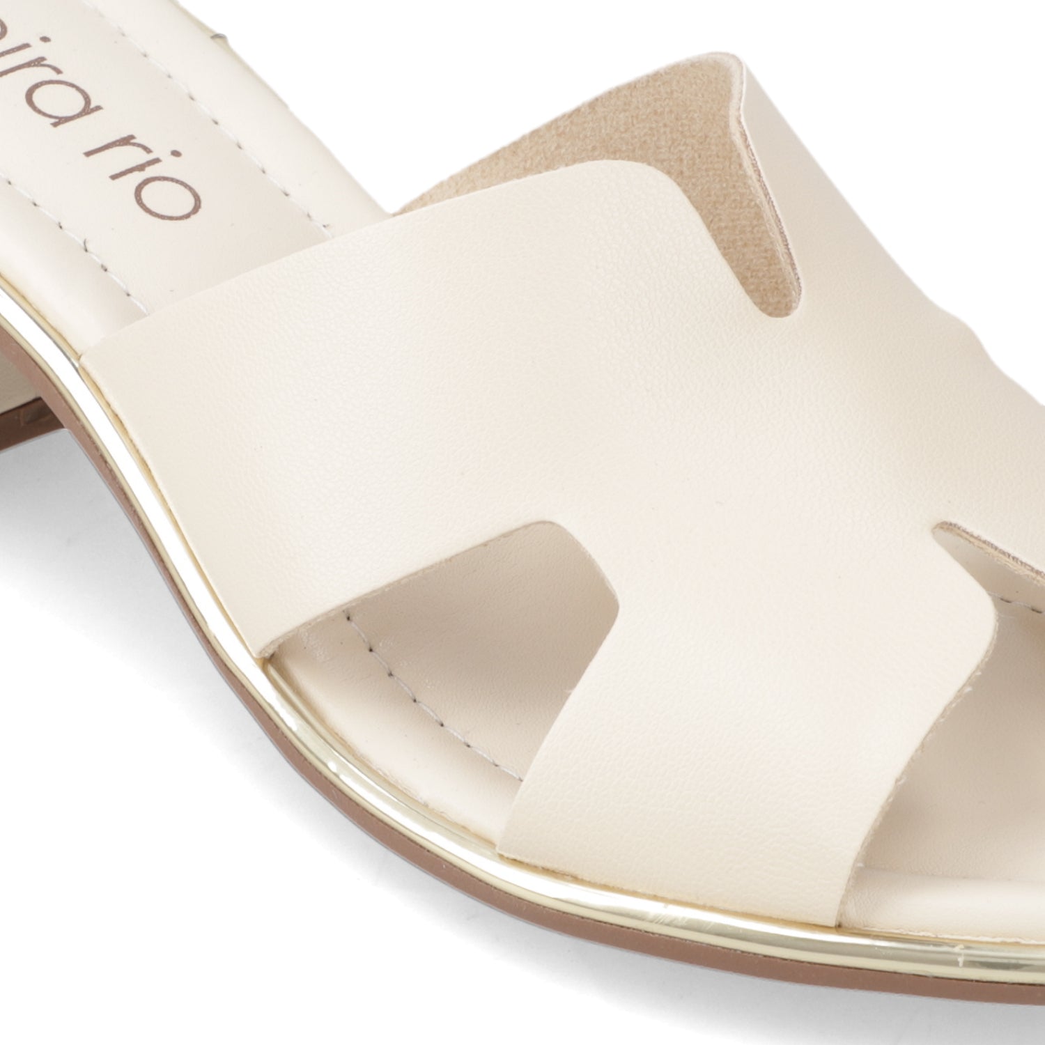 Sandalia Taco Ancho Medio Crema Beira Rio Ecocuero 35 / Crema