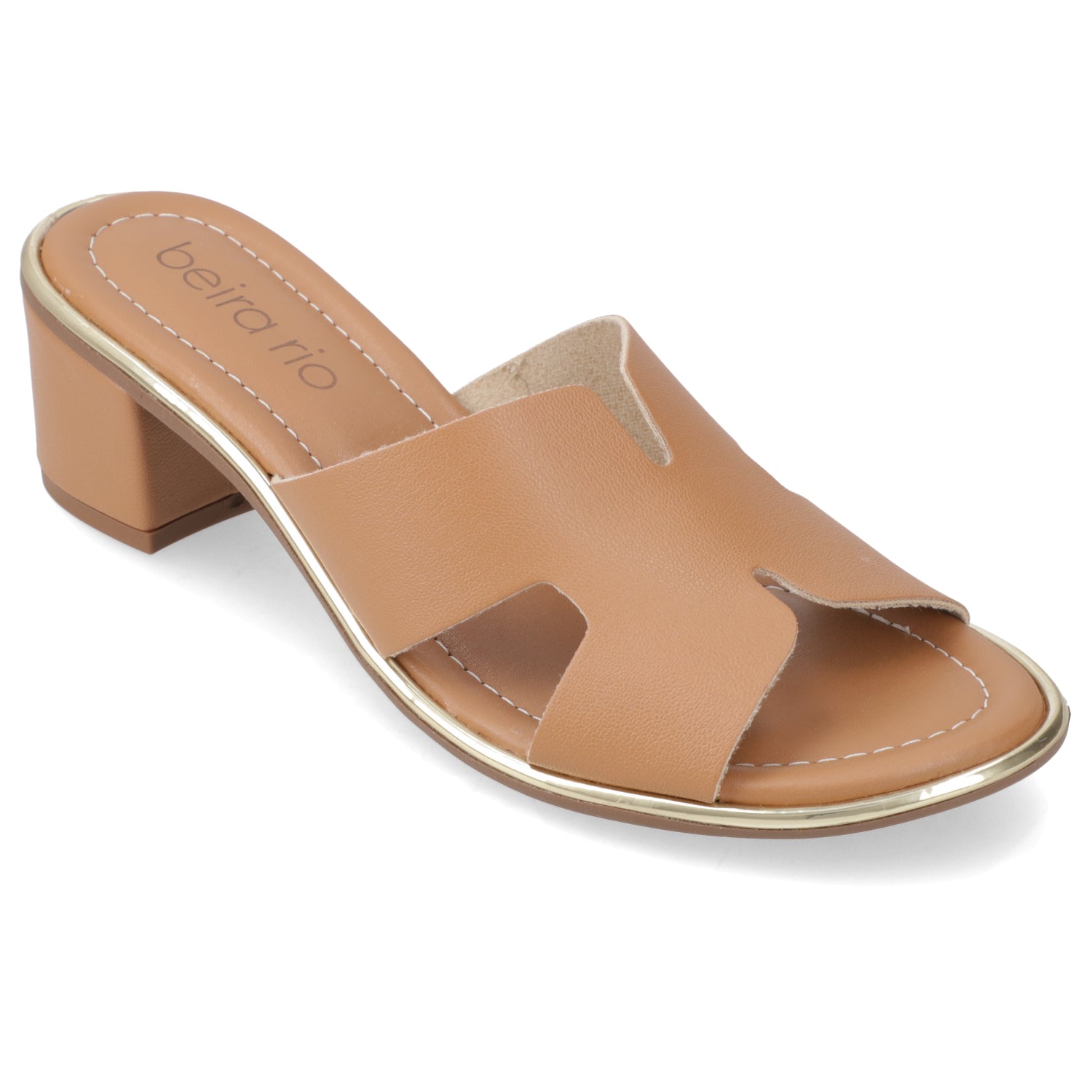 Sandalia Taco Ancho Medio Camel Beira Rio Ecocuero 35 / Camel