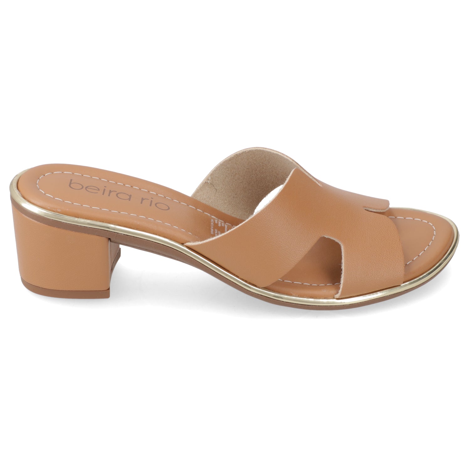 Sandalia Taco Ancho Medio Camel Beira Rio Ecocuero 35 / Camel