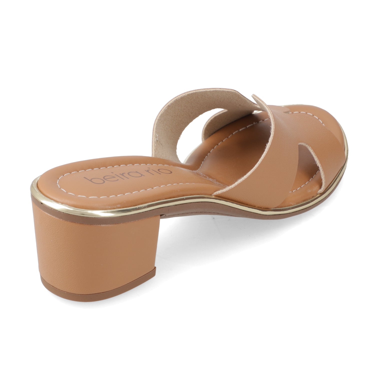 Sandalia Taco Ancho Medio Camel Beira Rio Ecocuero 35 / Camel