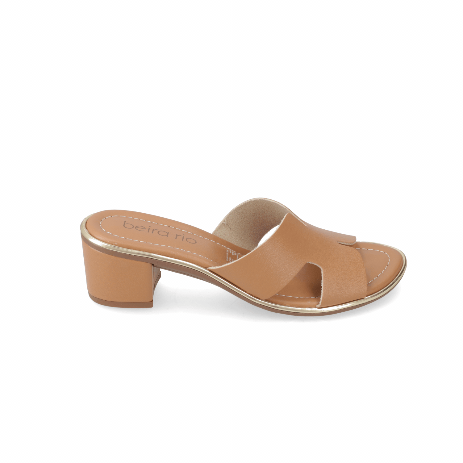 Sandalia Taco Ancho Medio Camel Beira Rio Ecocuero 35 / Camel