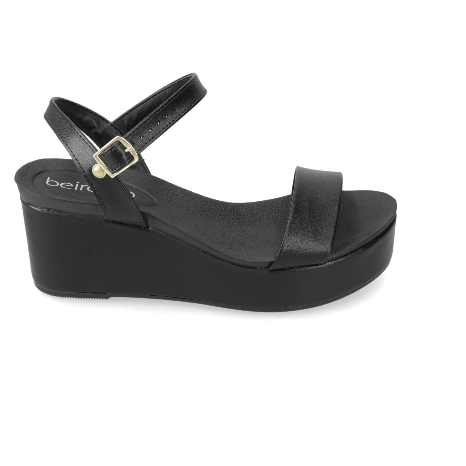 Sandalia Taco Cuña Negro Beira Rio Ecocuero 35 / Negro