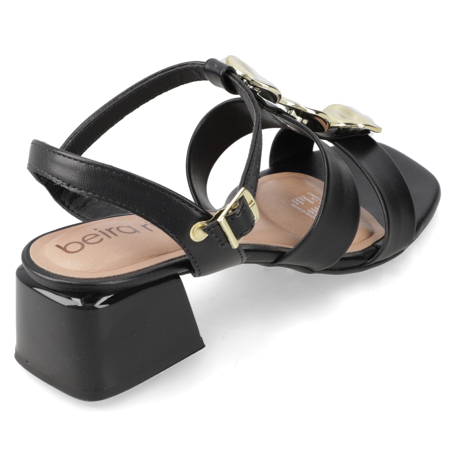 Sandalia Taco Ancho Bajo Negro Beira Rio Ecocuero 35 / Negro