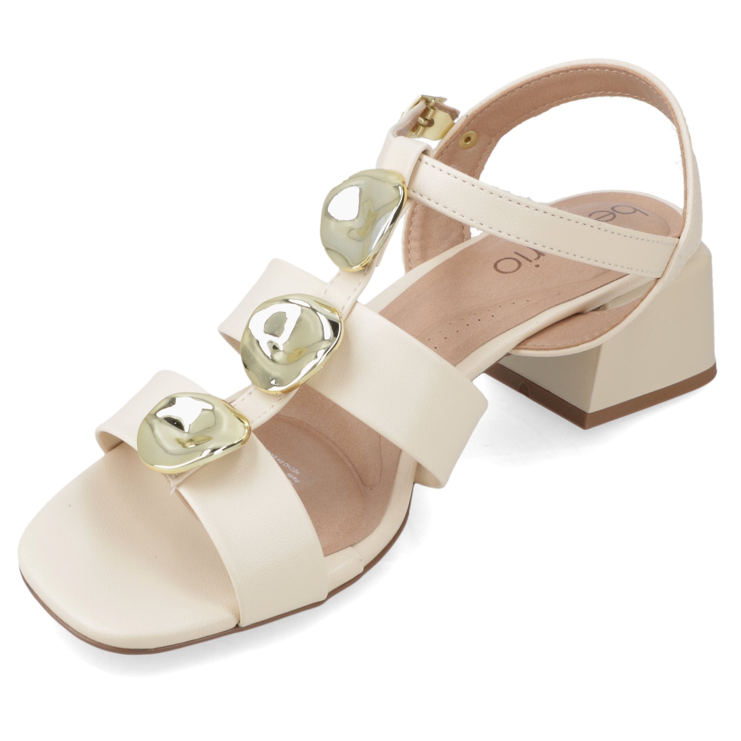 Sandalia Taco Ancho Bajo Crema Beira Rio Ecocuero 35 / Crema