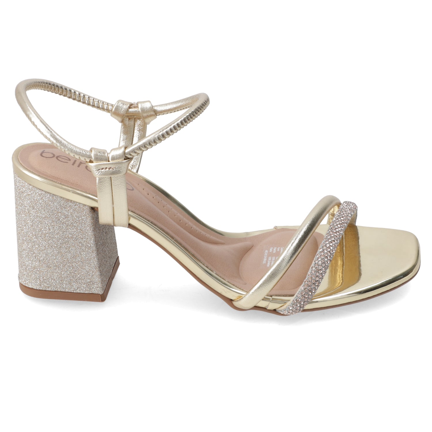 Sandalia Taco Ancho Eco Cuero Dorado 35