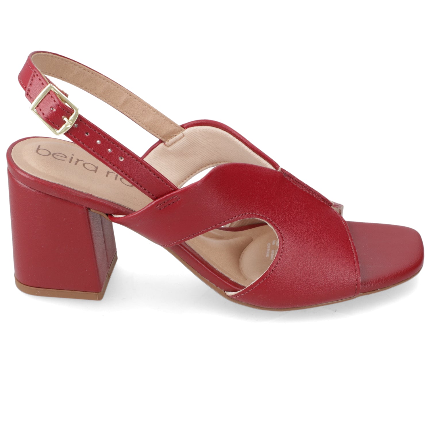 Sandalia Taco Ancho Medio Cereza Beira Rio Ecocuero 34 / Cereza