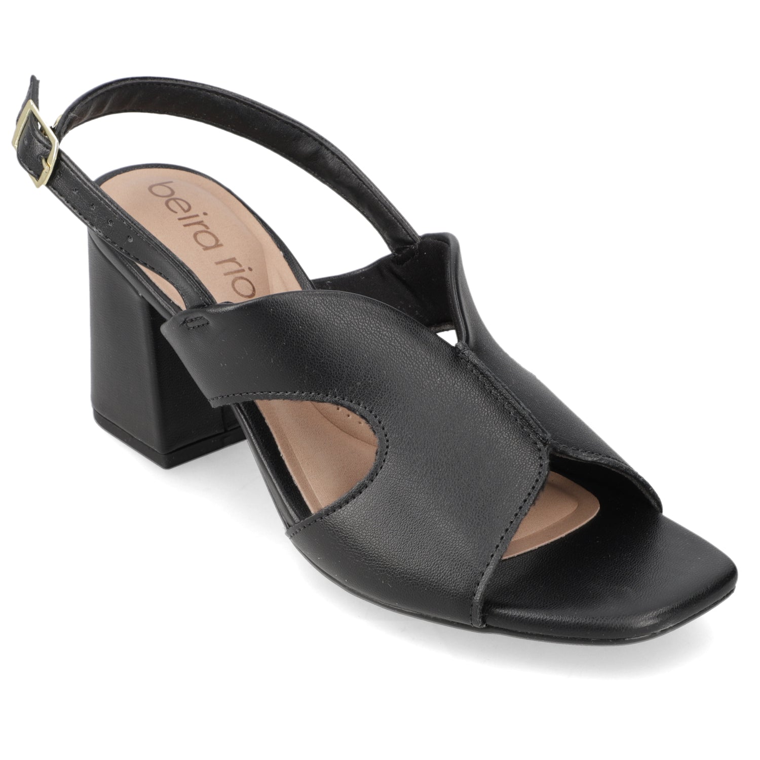 Sandalia Taco Ancho Medio Negro Beira Rio Ecocuero 34 / Negro