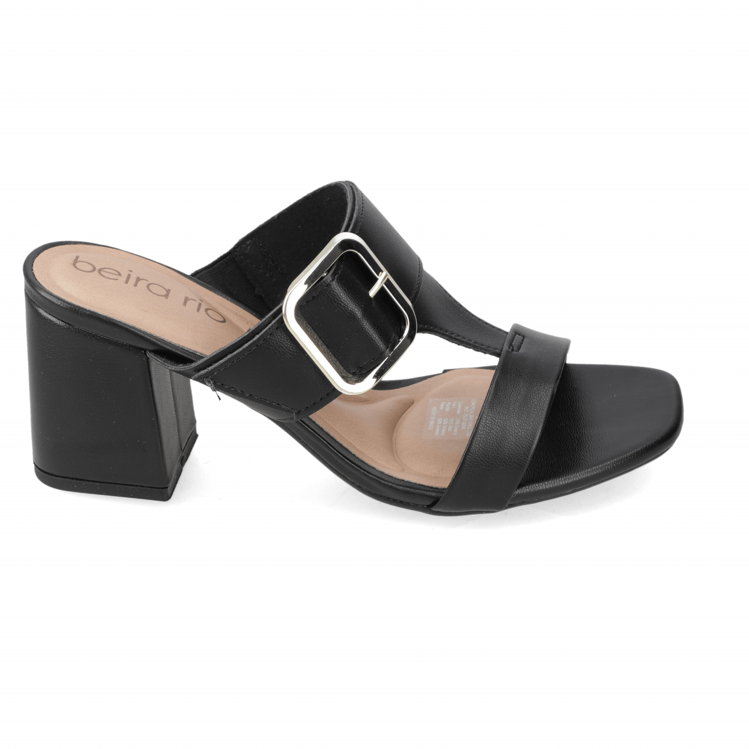 Sandalia Taco Ancho Medio Negro Beira Rio Ecocuero 34 / Negro