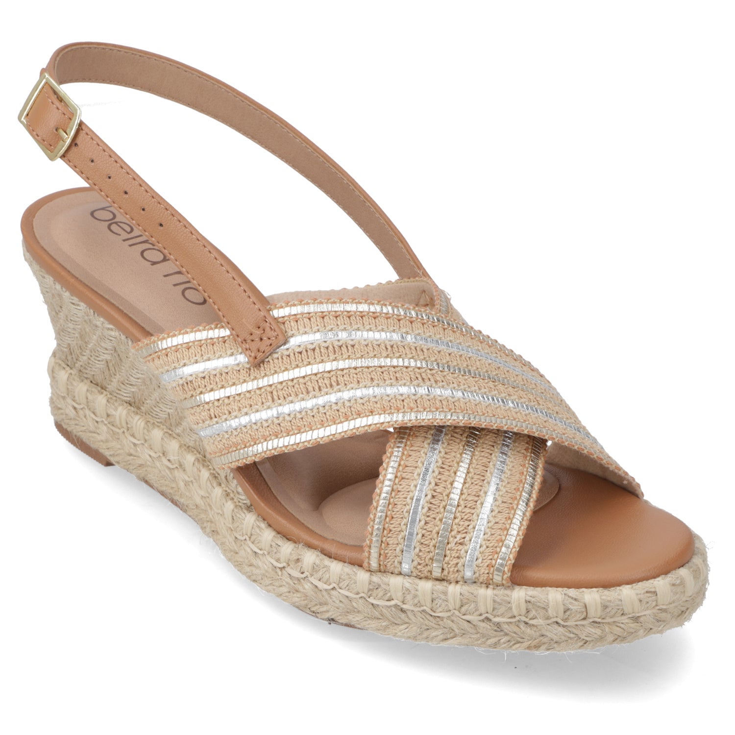 Sandalia Taco Cuña Medio Café Beira Rio Metalizado