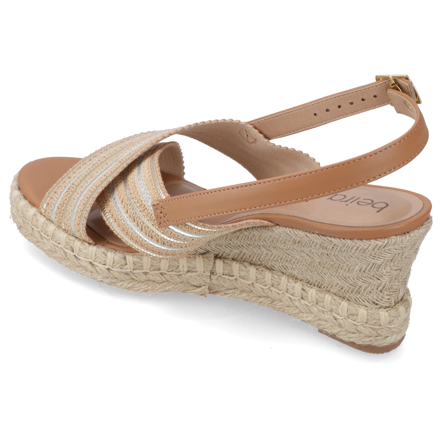 Sandalia Taco Cuña Medio Café Beira Rio Metalizado