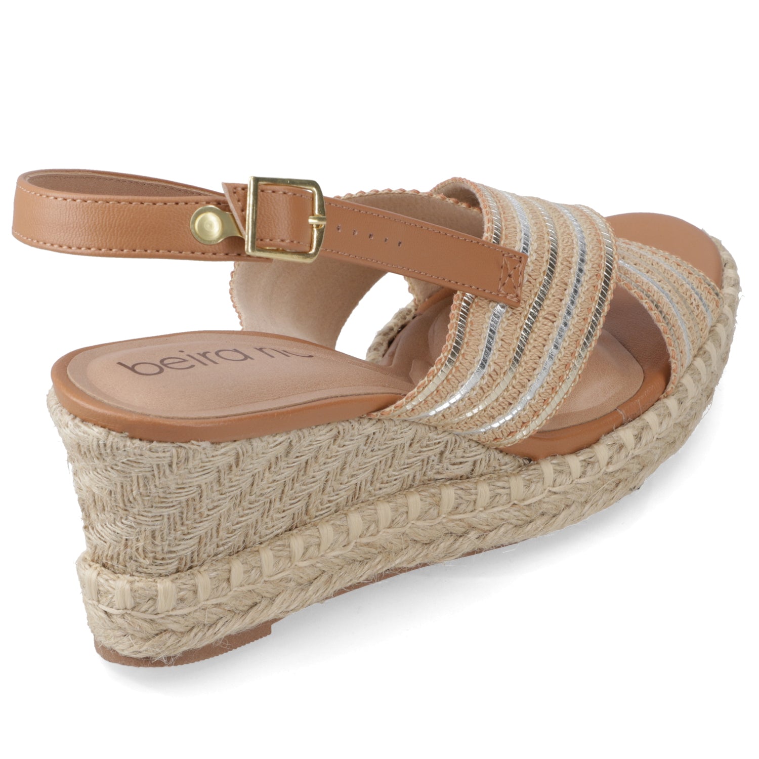 Sandalia Taco Cuña Medio Café Beira Rio Metalizado