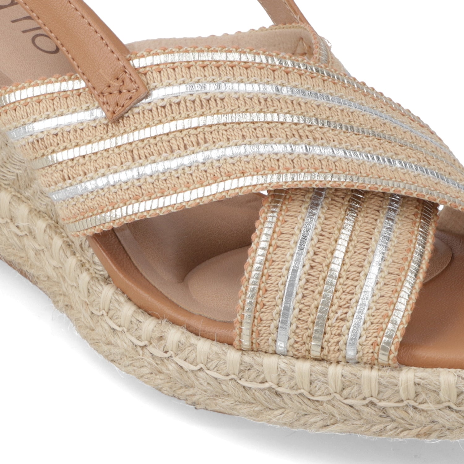 Sandalia Taco Cuña Medio Café Beira Rio Metalizado