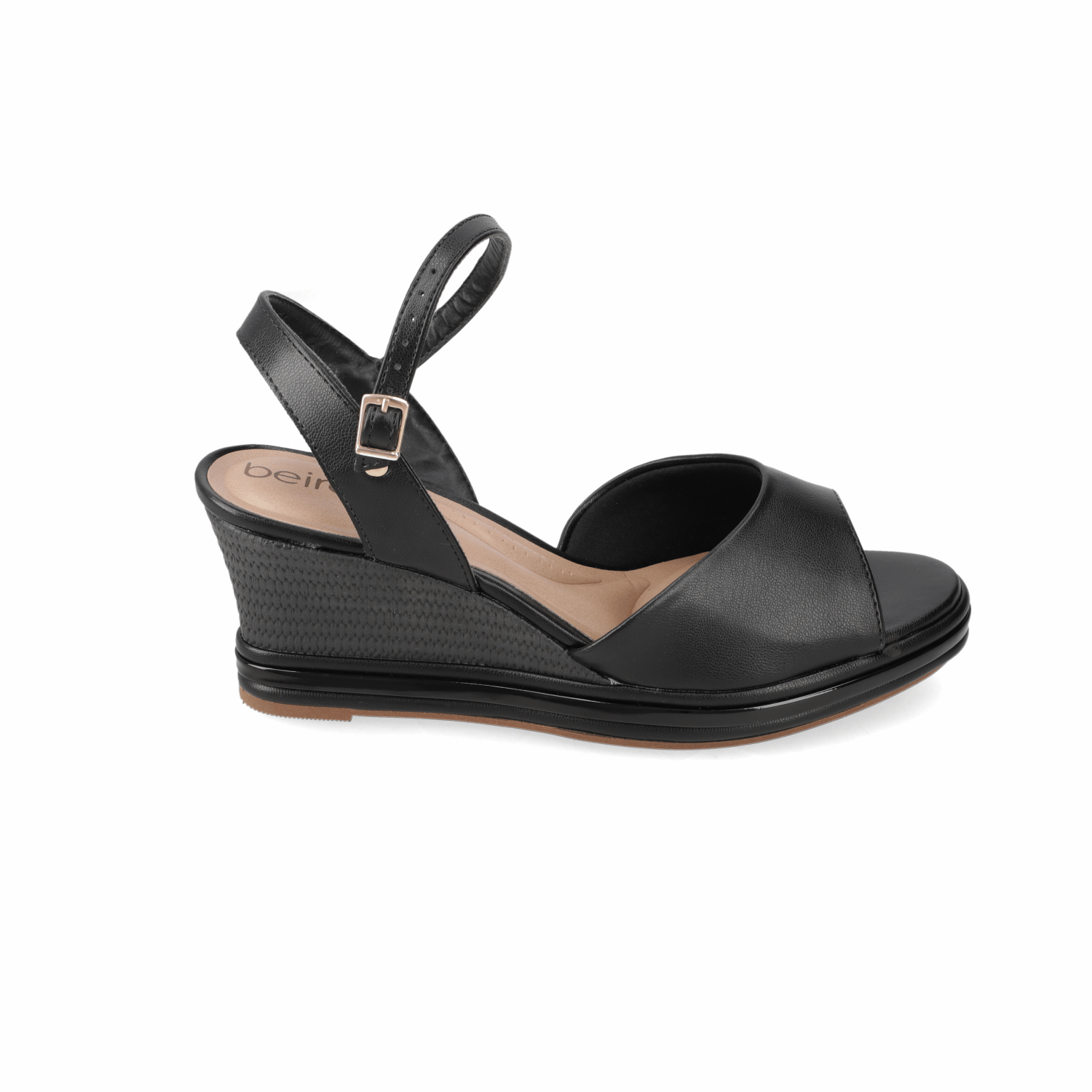 Sandalia Taco Cuña Medio Negro Beira Rio Ecocuero 35 / Negro