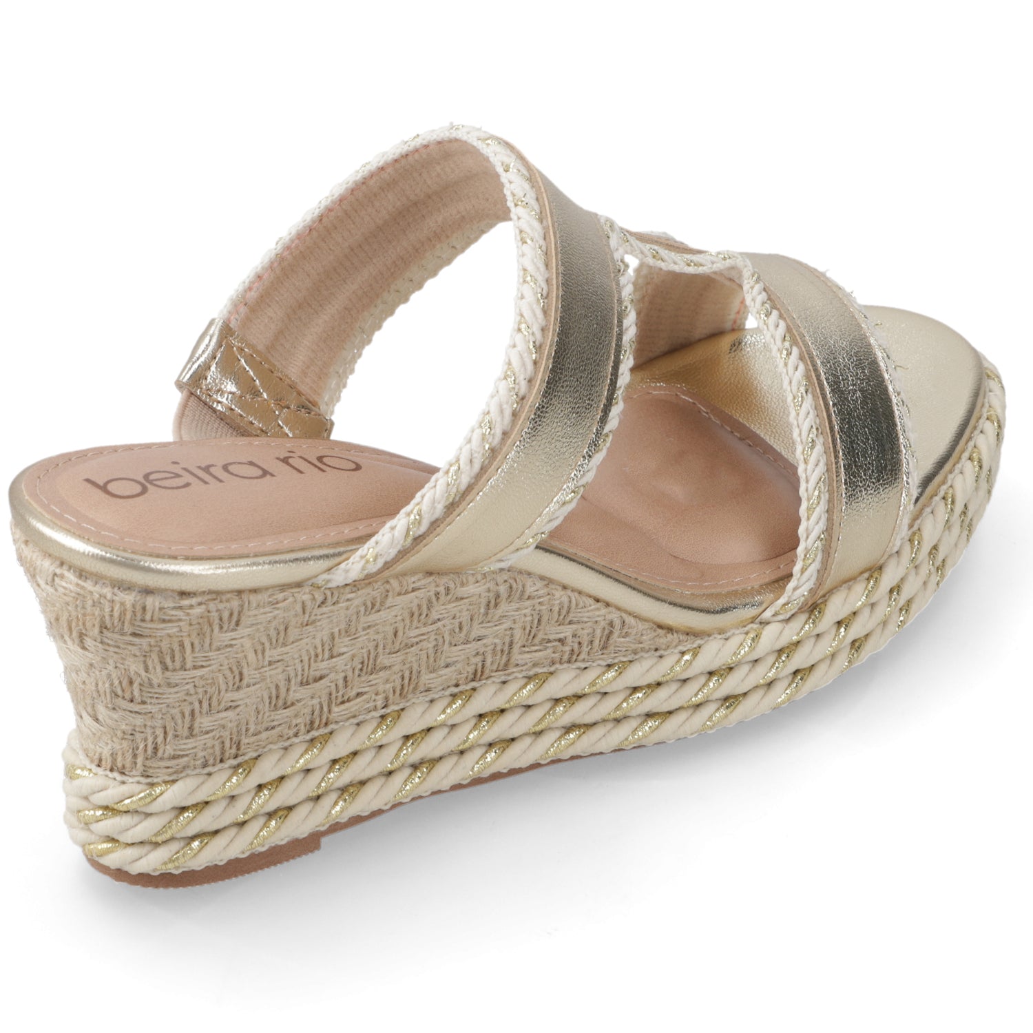 Sandalia Taco Cuña Medio Dorado Beira Rio