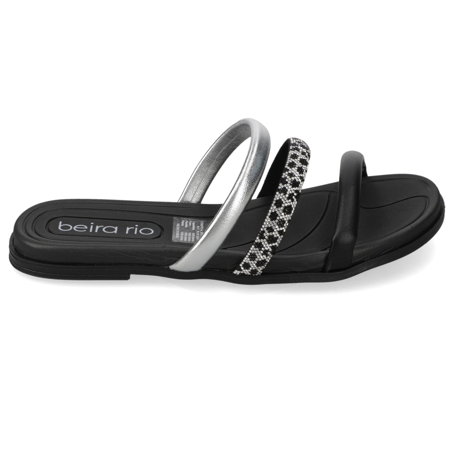 Sandalia Plana Negro Beira Rio Metalizado 35 / Negro