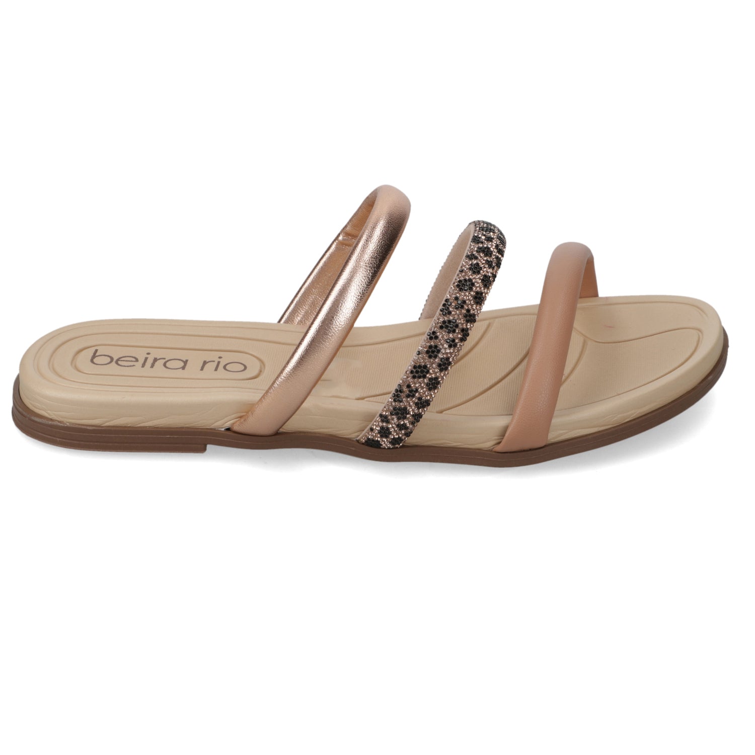 Sandalia Plana Nude Beira Rio Metalizado 35 / Nude
