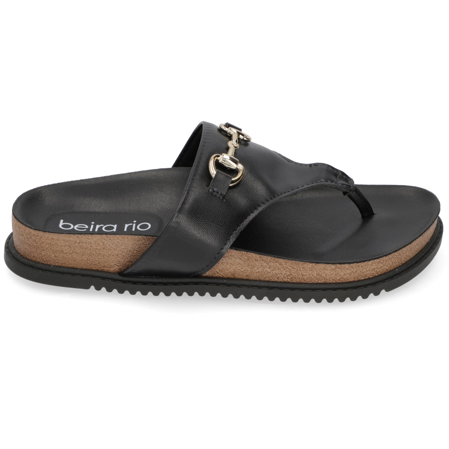 Sandalia Plana Negra Beira Rio
