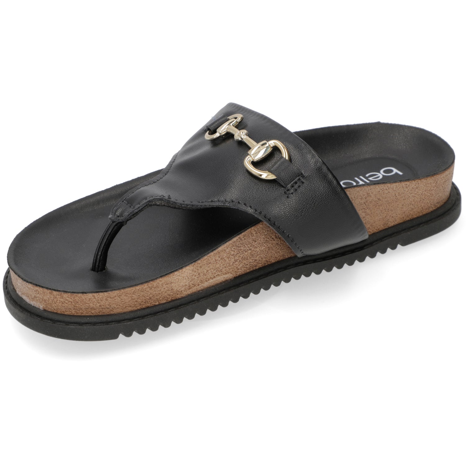 Sandalia Plana Negra Beira Rio