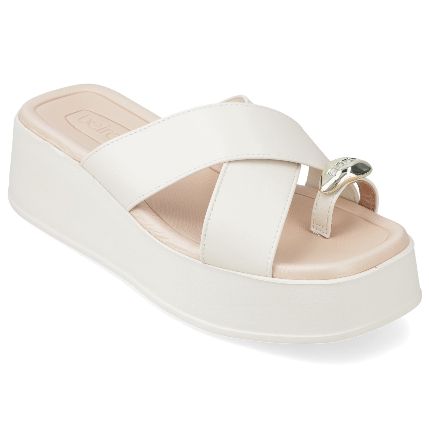 Sandalia Plataforma Blanco OFF Beira Rio Ecocuero 35 / Blanco OFF