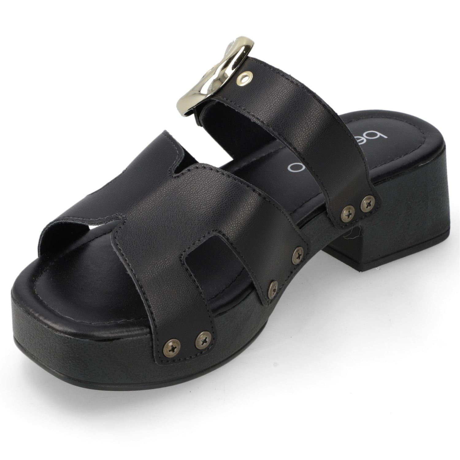 Sandalia Taco Ancho Bajo Negro Beira Rio