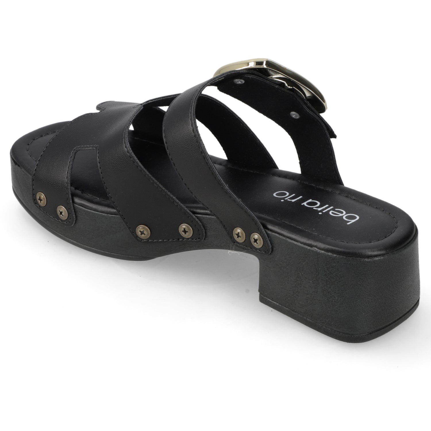 Sandalia Taco Ancho Bajo Negro Beira Rio