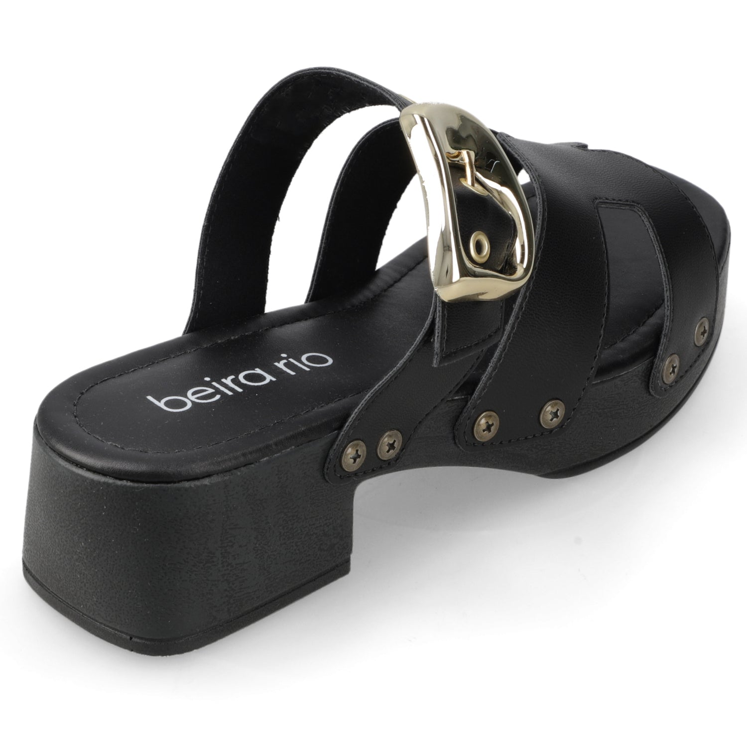 Sandalia Taco Ancho Bajo Negro Beira Rio