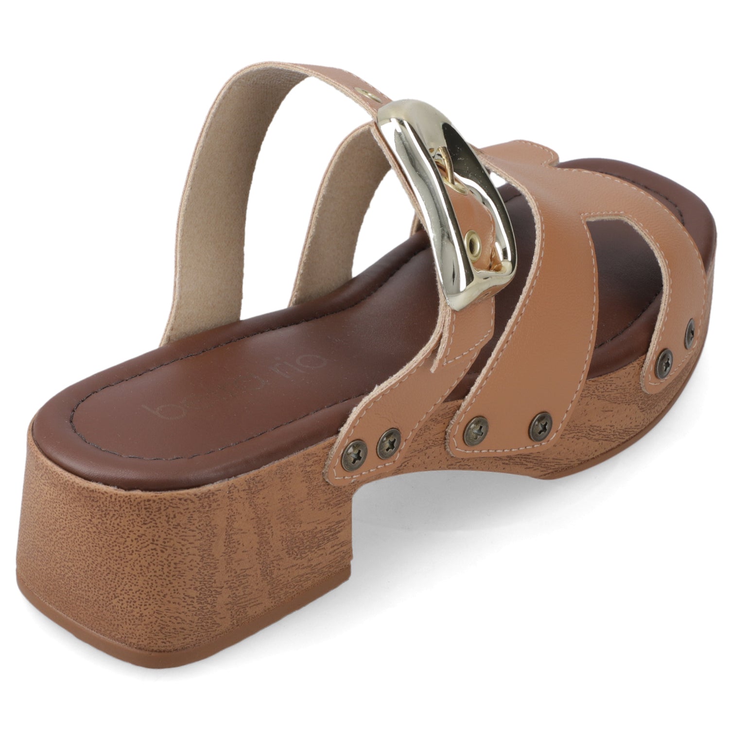 Sandalia Taco Ancho Bajo Camel Beira Rio