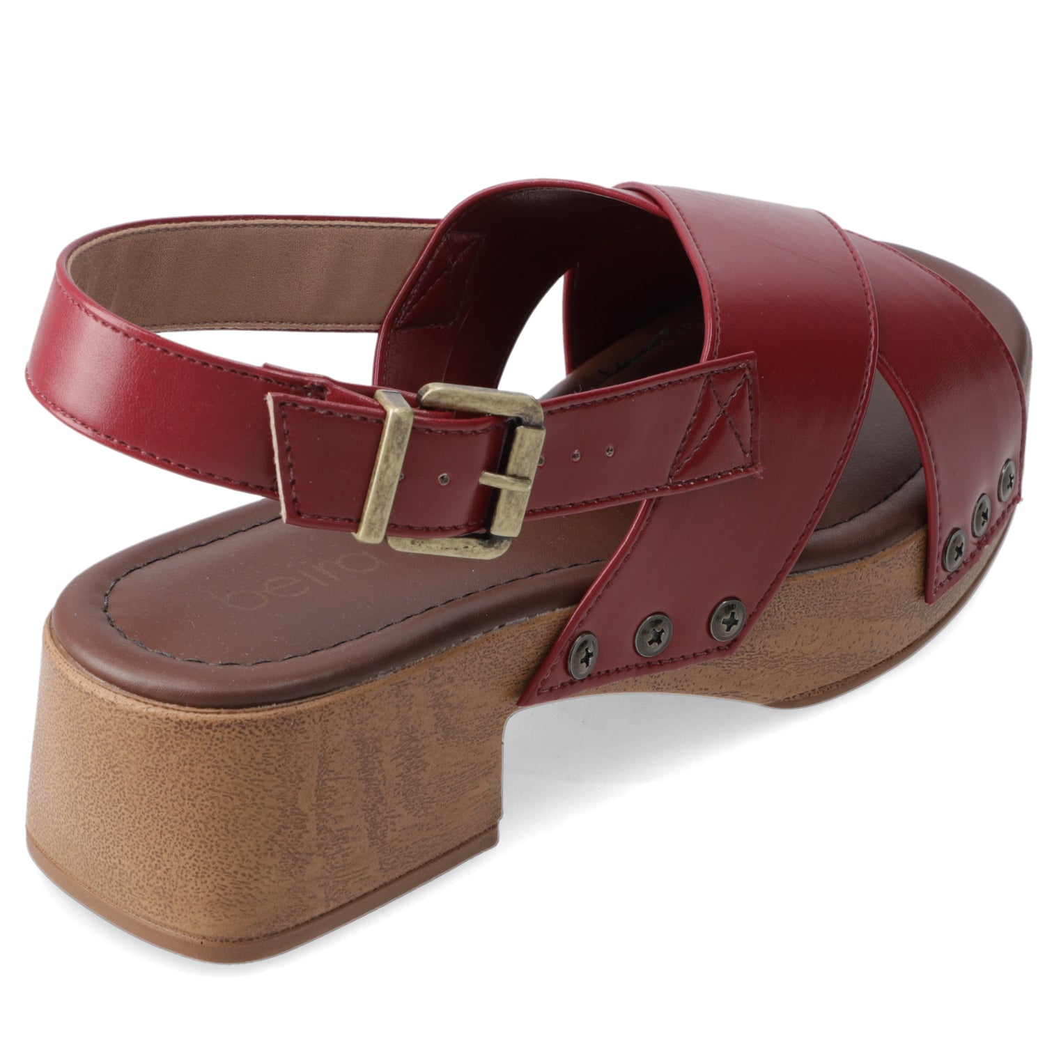 Sandalia Taco Ancho Bajo Cereza Beira Rio