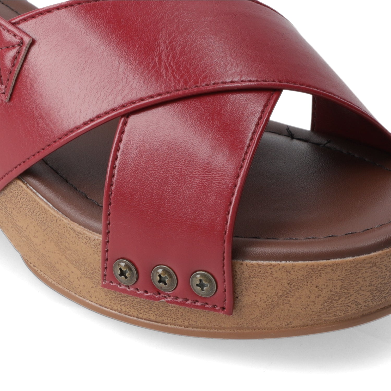 Sandalia Taco Ancho Bajo Cereza Beira Rio